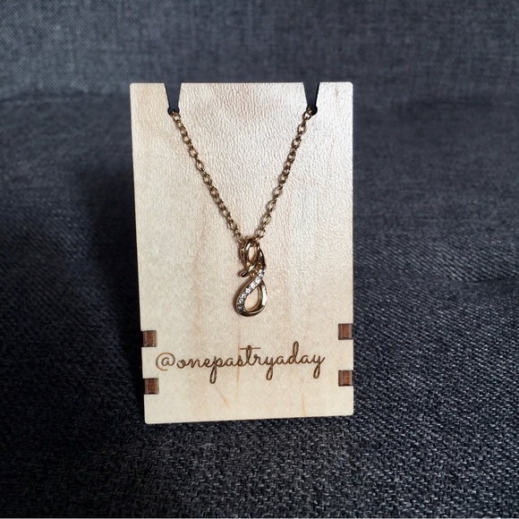 Infinity Sign Rhinestone Pendant Fashion Necklace, Gold, 18 inches - Picture 5 of 16